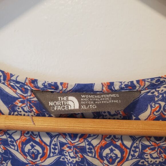 THE NORTH FACE Blouse Womens XL Blue Orange Sleeveless Boho Feminine Flowy - Picture 4 of 8